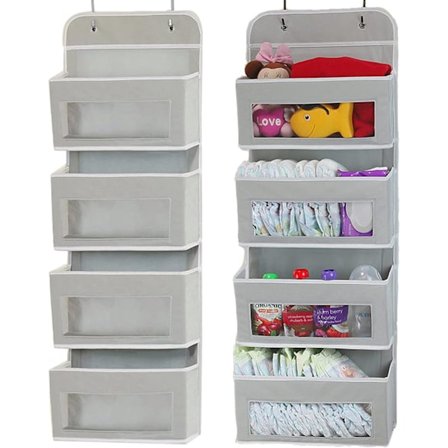 Over-the-door oppbevaringsorganisator, 4 lommer Stoff Foldable hengende organisator