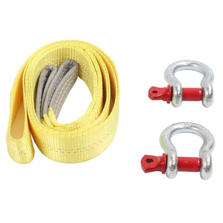 Slæbestropper 13227lbs Brudstyrke 4m Redningsstropper med D-Ring Shackles til Biler SUV'er Gul