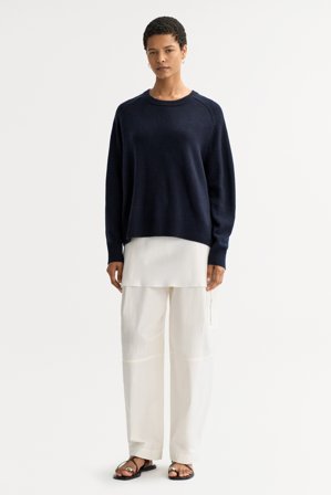 Soft Goat - Boyfriend crewneck - Women cashmere sweater - M - Navy