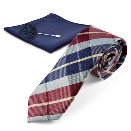 Conjunto de Acessórios para Fato Bordeaux e Azul-escuro para homens - Conjuntos de lenço de bolso