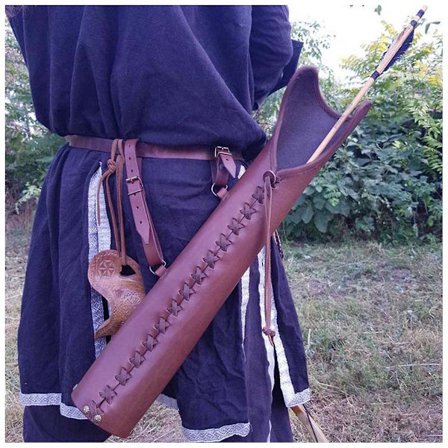 Keskiaikainen nahkainen vintage-nuoliviini jousipidike Cosplay Archer Hunter Larp Props Steampunk Recurve Bow Hunt Shoot Bag(Ruskea 2)