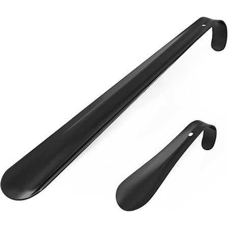 2 stk 42cm & 14.5cm Premium Skohorn i Rustfritt Stål - Lang Skohorn (svart) - Enkel å bruke - Meget stabil Passer for menn, kvinner og barn