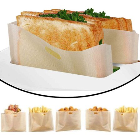 6 stk Toaster Bag Gjenbrukbare Toast Bag Høy Temperatur Motstand Bakepose for Brødrister, Mikrobølgeovn, Ovn, Grill(16 * 16cm)
