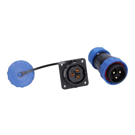 Vanntett IP68 Aviation Strømkontakt 4 Pinners Firkantkontakt 250V 45A Kabelledning LP283