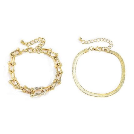 2 stk. Armbånd Simpel U-formet Firkantspænde Justerbar Stilfuldt Minimalistisk Design