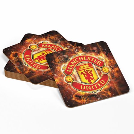 4-Pak - Glasbrikker Manchester United - Underlag til Glas