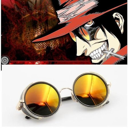 Anime Hellsing Alucard Cosplay Rekvisitter Vampire Hunter Briller Orange Solbriller til Mænd og Kvinder