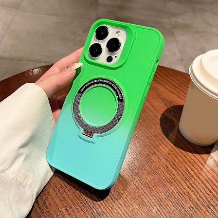 Gradient Color Magsafe- case kompatibelt med Iphone 15 Pro Max, mjukt Tpu- cover med magnetiskt osynligt stativ