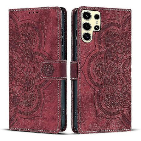 Frostat Läderfodral för Mandala Emed Retro Telefon Röd(FQ)