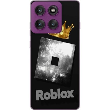 Kompatibel Mobilcover til Motorola Motorola Edge 60 Pro Minimalistisk sort og sølvfarvet Roblox-symbol med gylden krone og luksuriøs gamer-æstetik