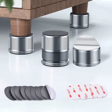 Möbelhöjare 2,5 cm Justerbara, 4-pack Metall Sänghöjare Lyft Höjd 2,5-4,3 cm, Kraftiga Soffhöjare (Small - Grå - 4 st)