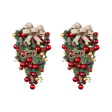 2 stk. julekranse til hoveddøren, juletræsdråbekranse til hoveddør, væg, pejs