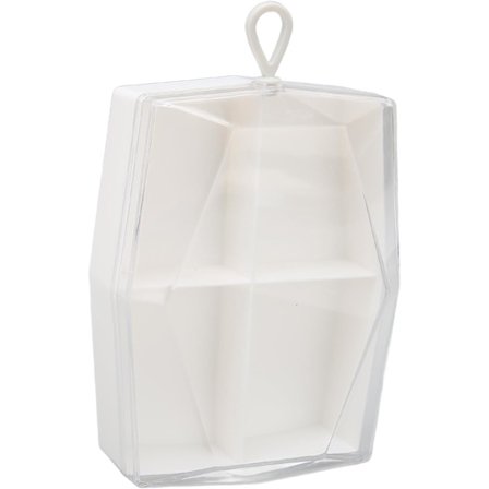 Sminkesvampeholder, skinnende kant pudderpuffholder, 4 rum klart låg til hjemmet