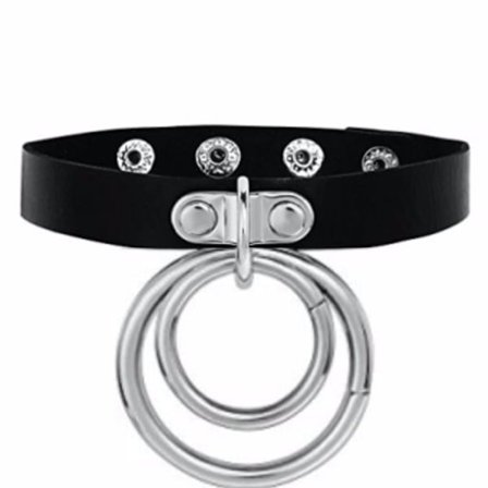 Choker O Ring OVERSIZE Collar PU Double O - Black