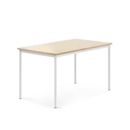 Tisch SONITUS, 1400x800x760 mm, Hochdrucklaminat Birke, weiß