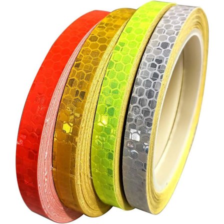Reflekterende tape, 4 stykker 10mm × 8m reflekterende tape vandtæt tape, sikkerhedsadvarsel synlighed reflektor klæbemiddel (rød, grøn, gul, hvid)