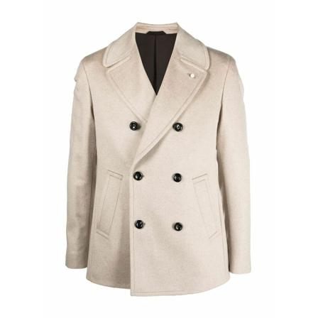 Luigi Bianchi Mantova, Double-Breasted Coats Beige, Heren, Maat:M