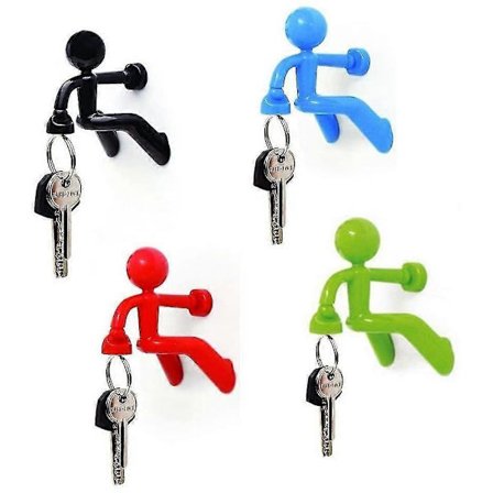 Sæt med 4 stærke magnetiske nøgleholdere med vægklatrende mand design | Tilfældig UNJ