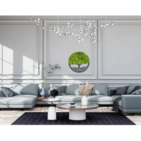 Mossbild mossa naturlig väggdekoration vardagsrum badrum väggmålning 60 x 60 cm livets träd