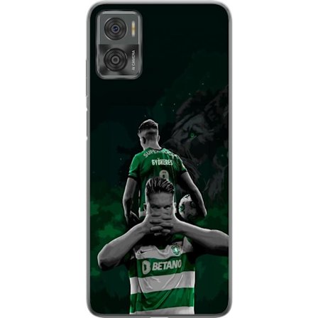 Yhteensopiva Puhelinkuori Motorola Moto E22i Neonmotiivi, jossa teksti "Gaming is in my DNA" sinisenä ja punaisena tiiliseinällä, jossa loistava DNA-s