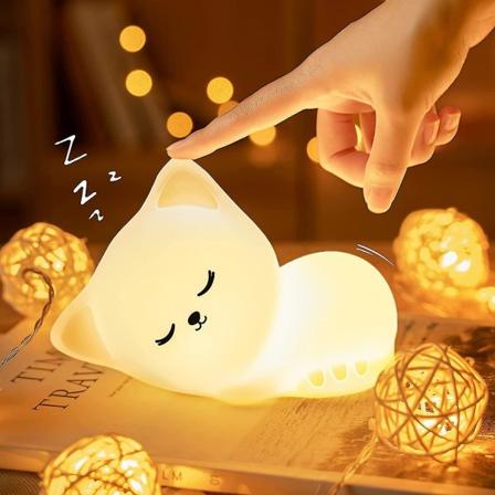 Söpöjä kissan yövaloja lastenhuoneeseen, 7 väriä vauvan lasten yövalo, kawaii eläin kissalamppu, pehmeät yövalot lastenhuoneeseen, teinityttöjen 