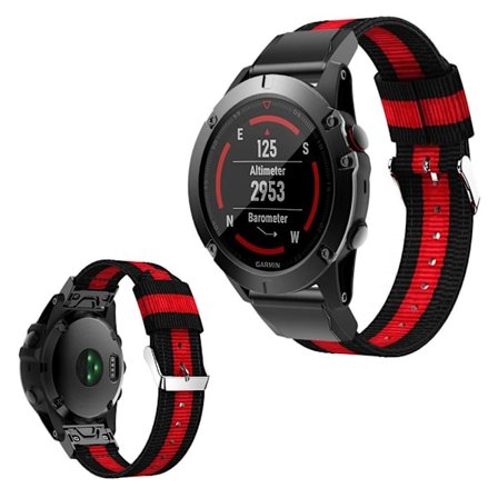 Garmin Venu nylon watch band - Black / Red / Blue