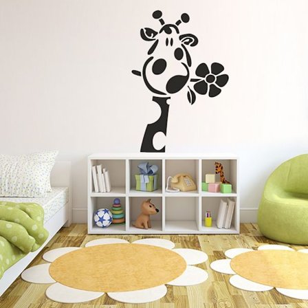 Giraff med blomma vinyl vägg klistermärke