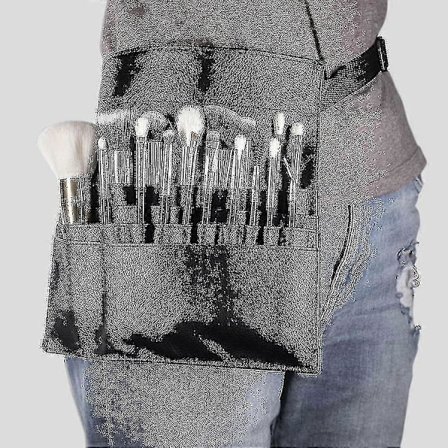 1 st Makeup Brush Bag Bälte med Flera Fickor, Midjeväska Vikbar Justerbar Förklädesväska för Makeup Brush Bag Professionell Makeup Artist