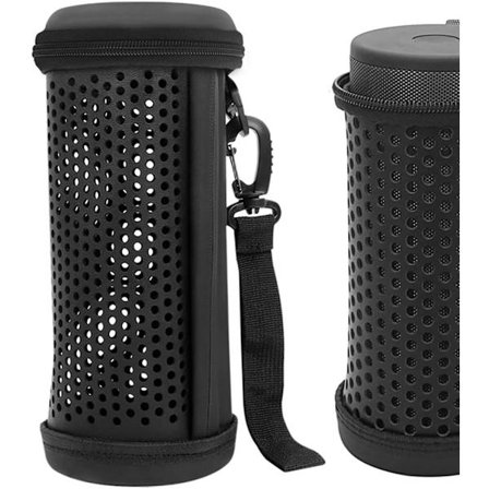 Høyttalerveske for oppheng, kompatibel med JBL FLIP 5-høyttaler, laget av vanntett mykt skinn, erstatningsveske for Bluetooth-høyttaler (svart).