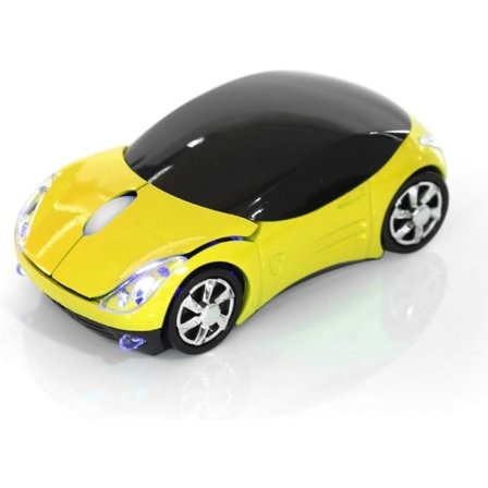 Trådlös mus, 2,4G trådlös mus med USB-mottagare, Bil Trådlös optisk mus 1600 DPI för bärbar dator PC Tablet Gaming Office (Gul)