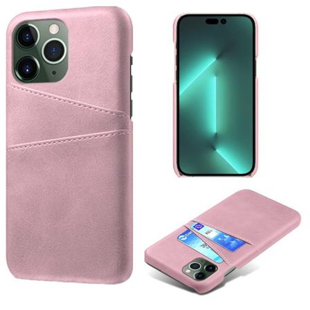 Læderskal med kortholder iPhone 14 Pro Rosa