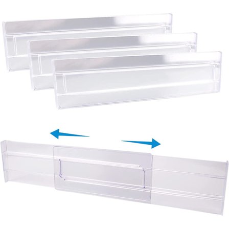 4 stk. Justerbar skuffedeler i plast 27,5-52 cm Organizer Justerbar skuffe
