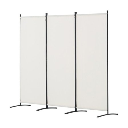 Skillevæg i stof-Duoku-228 x 52 x 184 cm-Foldbar med 3 paneler-Indendørs privatlivsgardin-Hvid