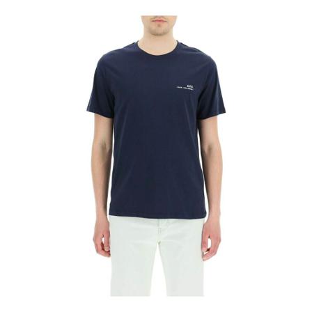 A.p.c., item 001 logo print t-shirt Blauw, Heren, Maat:M,Cotton