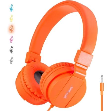 Foldbar hodetelefon, On-Ear Audio Justerbar Lett Hodetelefon for Mobiltelefoner Smarttelefoner Iphone Bærbar Datamaskin Mp3/4 Øretelefoner (Oransje)