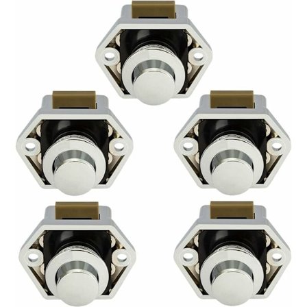 Tryckknapp Campervan - Låsknopp Stängning Dörrskåp för RV Husbil 5 Pack (Krom)