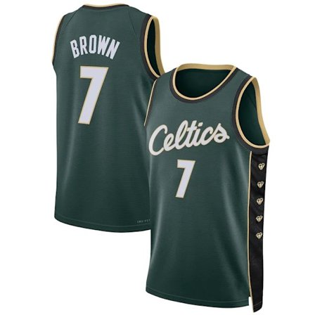 Mordely Boston Celtics #7 miesten Jaylen Brown 2023 Green City Edition -ommeltu aikuisten paita
