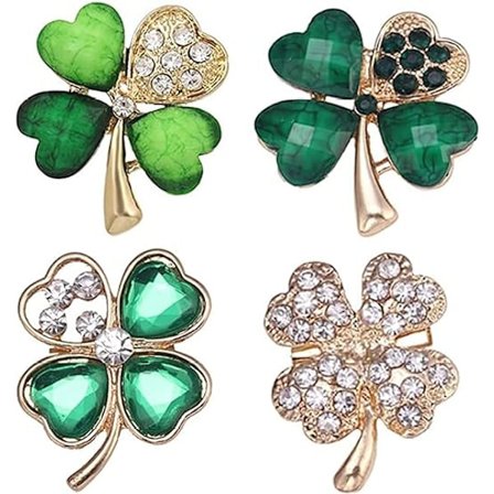 4 st fyrklöver brosch nål grön strass brosch legering Cr