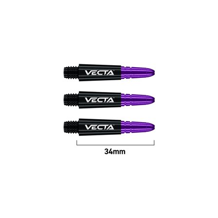 Winmau Darts Shafts Vecta 2025 Aluminum 34mm/37mm/40mm Purple/Black/Silver 6 Pcs Set Replacement Intermediate Professional