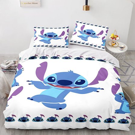 Stitch 3D-painettu vuodevaatesetti pussilakanalla, peittopussilla, tyynyliinalla, lasten lahja, väri 2