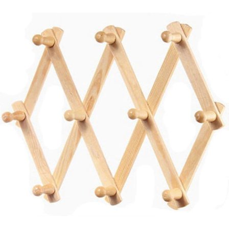 Udtrækkelig trævægreol foldeknager træ krog vægmonteret udvidelsesreol, vægmonteret (32)