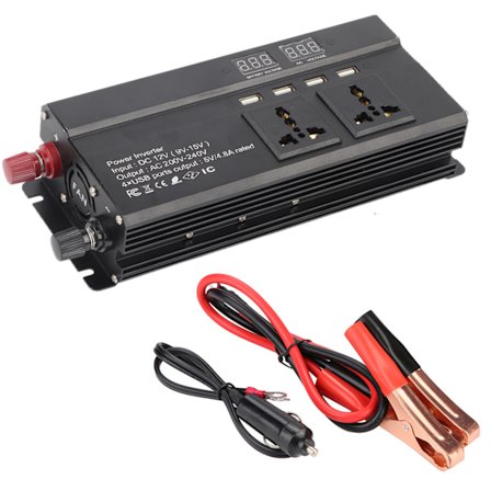 DC 12V till 220-240V 1200W / 3000W Automatisk spänningsomvandlare Inverter Konverter Bil laddning EU-kontakt