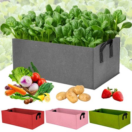 Felt Grow Bag Rectangle Planting Nursery Pot Outdoor Garden Flower Planting Bag with Handle Garden Vegetable Planting Container