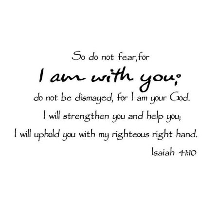 Frykt ikke, for jeg er med deg Jesaja 41:10 Veggkunst Veggklistremerke