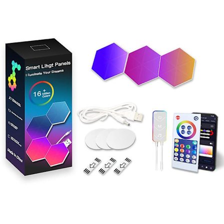 RGB Bluetooth LED Hexagonlampa Vägglampa Inomhus App Fjärrkontroll Nattlampa