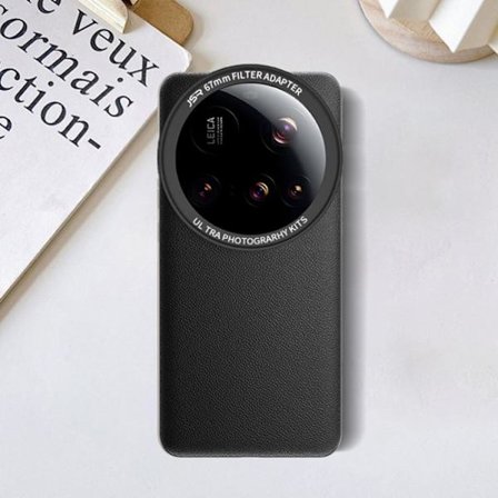 Xiaomi 15 Ultra - JSR Platt Läder fodral med Adapterring