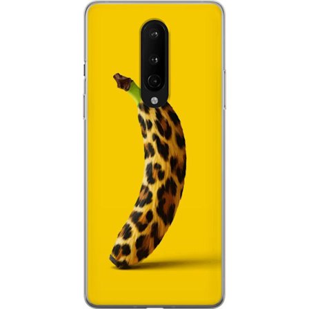 Yhteensopiva Puhelinkuori OnePlus OnePlus 8 Banaani leopardikuvioilla keltaista taustaa vastaan luovassa ja leikkisässä suunnittelussa