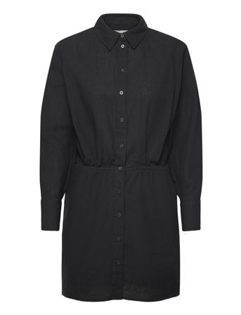 Linen Blend Shirt Dress Gina Tricot Black