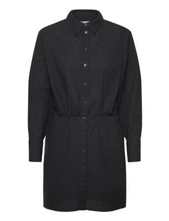 Gina Tricot Linen Blend Shirt Dress - Black - M