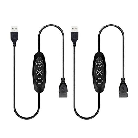 5V USB LED Dimmerbryter, 10-trinns dimming, hun til hann, 2-pakning USB-drevet dimmer for 5V enkel